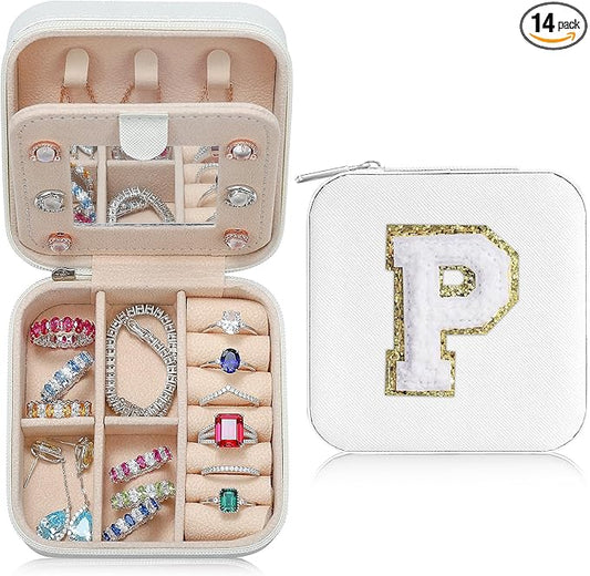 Parima Travel Jewelry Organizer for Women | Necklace, Earring, Ring Organizer | White Travel Gifts for Women - Letter P