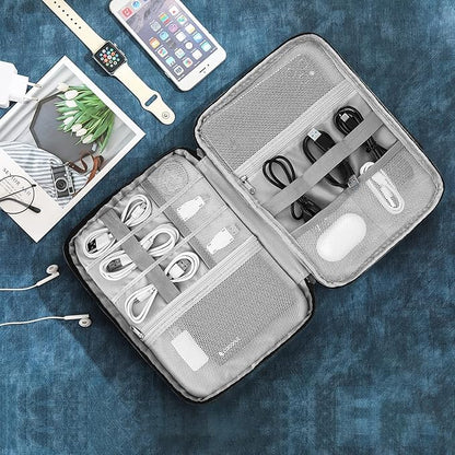 Electronic Organizer Travel Universal Cable Organizer Electronics Accessories Bag for Cable, Charger, Phone, USB, SD Card,1Pack