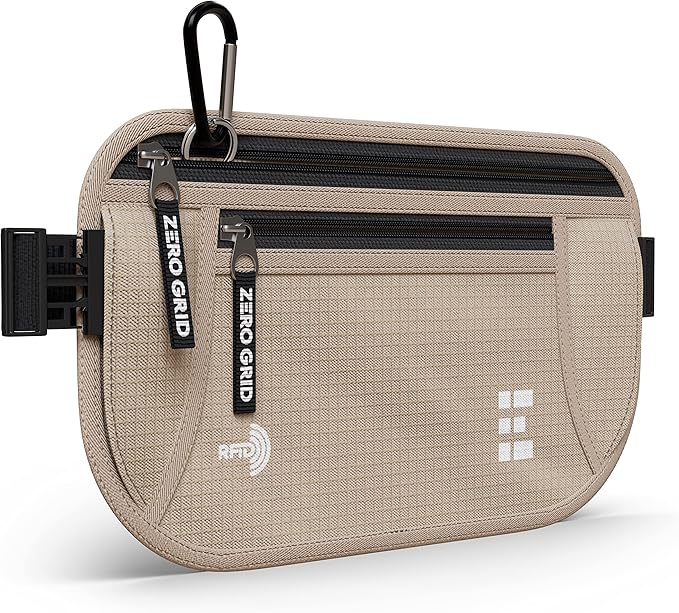 Money Belt for Secure Travel - RFID Blocking Slim Passport Holder - Hidden Waist Pouch for Cash, Credit Cards, Documents - Concealable Under Clothes, Water-Resistant Slim Fanny Pack for Men and Women