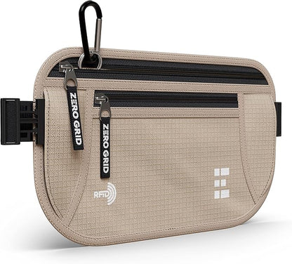 Money Belt for Secure Travel - RFID Blocking Slim Passport Holder - Hidden Waist Pouch for Cash, Credit Cards, Documents - Concealable Under Clothes, Water-Resistant Slim Fanny Pack for Men and Women