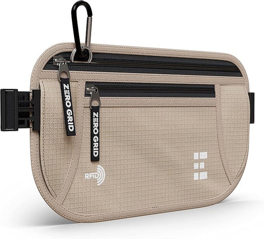 Money Belt for Secure Travel - RFID Blocking Slim Passport Holder - Hidden Waist Pouch for Cash, Credit Cards, Documents - Concealable Under Clothes, Water-Resistant Slim Fanny Pack for Men and Women