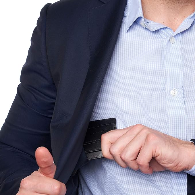 Alpine Swiss RFID Dermot Money Clip Front Pocket Wallet For Men Leather York Collection Smooth Finish Black