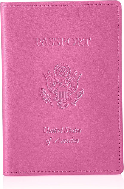 Royce Leather RFID Blocking Passport Travel Document Organizer in Leather, Pink 3, One Size