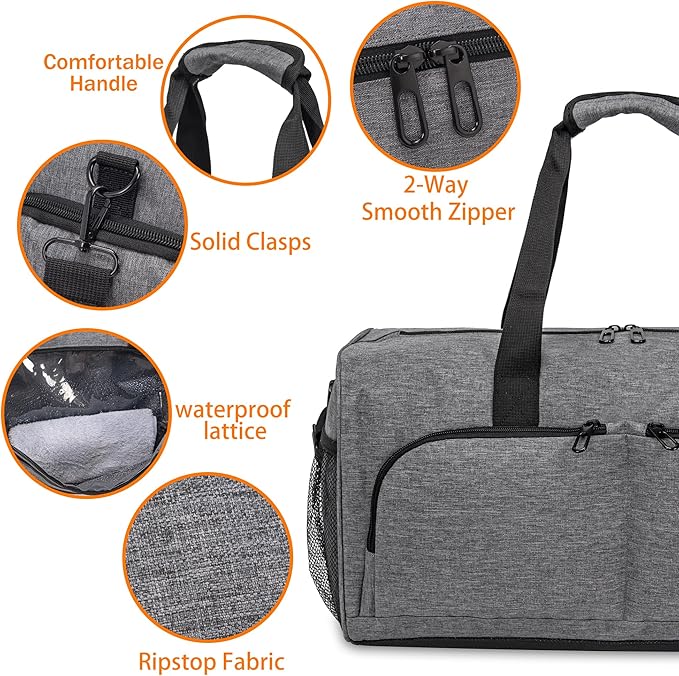 Kuston Sports Gym Bag with Shoes Compartment &Wet Pocket Gym Duffel Bag Overnight Bag for Men and Women