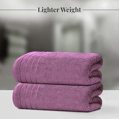 Tens Towels Pack of 8 Towels Set, 2 Extra Large Bath, 2 Hand, 4 Washcloths, 100% Cotton, Lighter Weight, Quicker to Dry, Super Absorbent, Perfect for Bathroom, Purple
