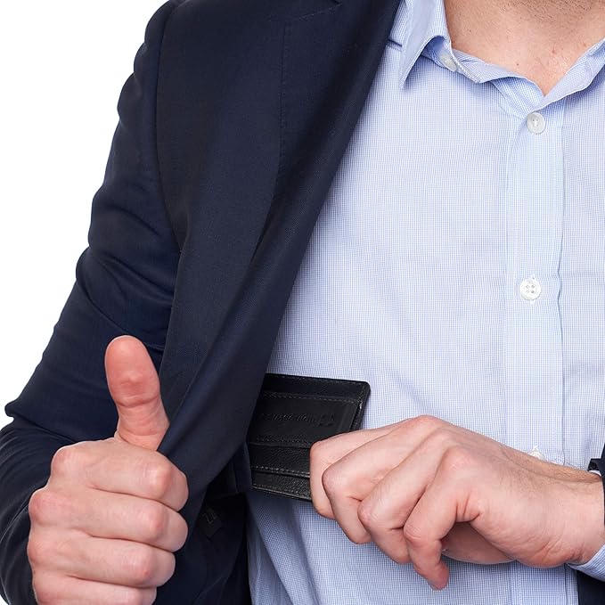 Alpine Swiss RFID Dermot Money Clip Front Pocket Wallet For Men Leather Comes in a Gift Box Black