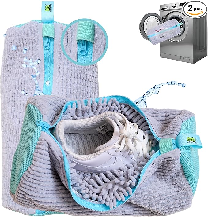 Shoe Washing Machine Bag – Sneaker Laundry Bag for Washer & Dryer, Protective Chenille Mesh Shoe Bag with YKK Zipper, Durable & Reusable for All Shoes 2-pack – Ohhmycart
