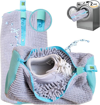 Shoe Washing Machine Bag – Sneaker Laundry Bag for Washer & Dryer, Protective Chenille Mesh Shoe Bag with YKK Zipper, Durable & Reusable for All Shoes 2-pack – Ohhmycart