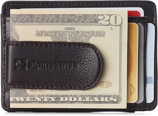 Alpine Swiss RFID Dermot Money Clip Front Pocket Wallet For Men Leather Comes in a Gift Box Brown