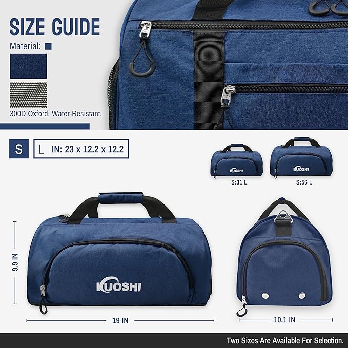 Gym Bag for Men & Women with Shoe Compartment & Wet Pocket, 31L Water Resistant Sports Duffle Bag with Quick-Access Pouch,Multi-Purpose Weekender Overnight Bag