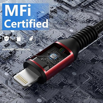 iPhone Charger Cable [Apple MFi Certified] 3Pack 3FT USB-A to Lightning Cable Nylon Braided Fast Charging Cord Compatible with iPhone 14/13/12/11 Pro Max/XR/XS/X/8/7/Plus/6S iPad/iPod/AirPods