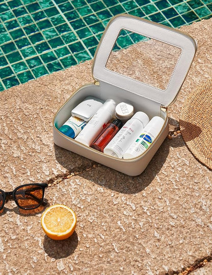 Popvibe Clear Makeup Bag Travel Cosmetic Case Transparent Toiletry Bag with Zipper, Portable Make Up Organizer Traveling Compact Car Bag for Essentials