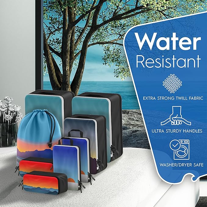 8-Piece Luxury Compression Packing Cubes & Bags for Travel – Maximize Space in Luggage with HybridMax Double-Capacity Design, 50 Luggage Tags, Deluxe Set, Lifetime Satisfaction Suitcase Organizer Bags