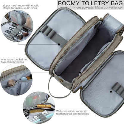 Elviros Toiletry Bag for Men, Large Travel Shaving Dopp Kit Water-resistant Bathroom Toiletries Organizer PU Leather Cosmetic Bags