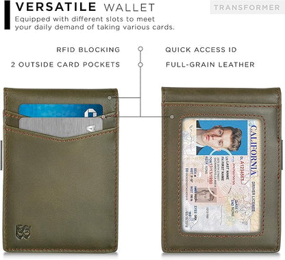 SERMAN BRANDS Money Clip Wallet - Mens Wallets slim Front Pocket RFID Blocking Card Holder Minimalist Mini Bifold