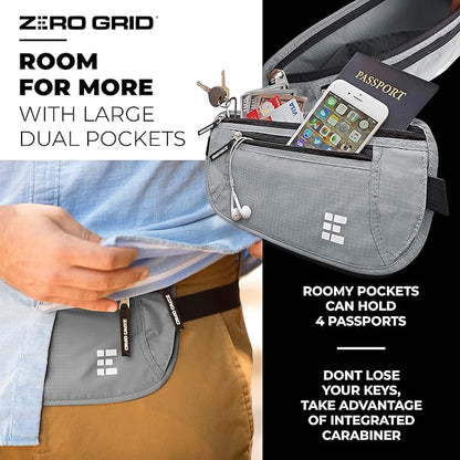 Money Belt for Secure Travel - RFID Blocking Slim Passport Holder - Hidden Waist Pouch for Cash, Credit Cards, Documents - Concealable Under Clothes, Water-Resistant Slim Fanny Pack for Men and Women