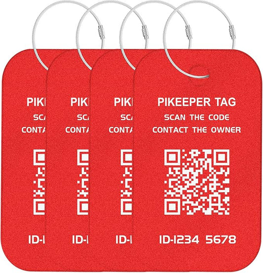 Smart Luggage Tags (4-Pack) - QR Code Shows Scanner’s Location on Scan, Privacy-Controlled Contact Info, Lost Item Alerts, Waterproof Aluminum for Travel Bags & Backpacks