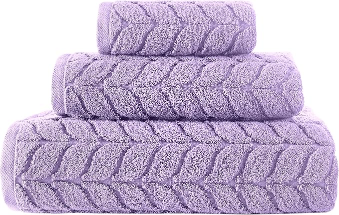 BAGNO MILANO Turkish Bath Towels, Soft Plush Jacquard Luxury Bath Towels, Quick Dry Towel Set (Lavender, 4 Pcs Hand Towel Set)