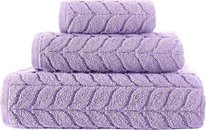 BAGNO MILANO Turkish Bath Towels, Soft Plush Jacquard Luxury Bath Towels, Quick Dry Towel Set (Lavender, 4 Pcs Hand Towel Set)