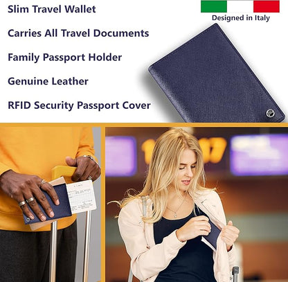 2 Passport Holder - Travel Essentials, RFID Blocking Wallet Credit Card Organiser, Plain Accessories Slim Cover For Men & Women