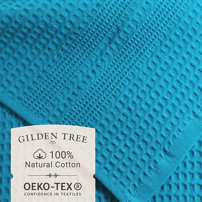 GILDEN TREE Waffle Hand Towels for Bathroom Quick Dry Towel Super Absorbent Thin 100% Cotton Lint Free, Hand Towels for Bathroom Set of 2, Classic Style (Aqua)