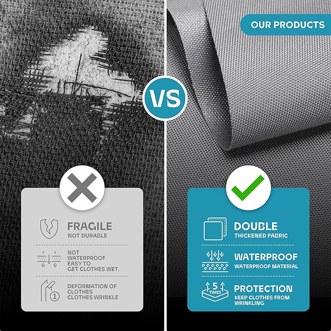 Travel Garment Bag with Zipper Pocket, Suit Bag for Suits, Dresses, Coats