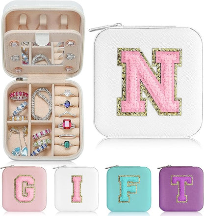 Parima Back to School Jewelry Case | High School Travel Accessories for Girls | Small Jewelry Box - Letter N, White