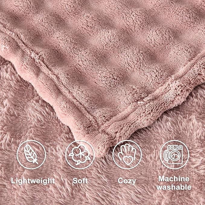 SOCHOW Travel Blanket for Airplane Train and Car, Soft Travel Blanket or Pillow 2 in 1 Compact with Portable Bag Pillowcase, Flight Blanket with Luggage Sleeve and Backpack Clip, Dusty Pink