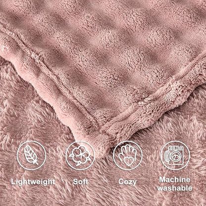 SOCHOW Travel Blanket for Airplane Train and Car, Soft Travel Blanket or Pillow 2 in 1 Compact with Portable Bag Pillowcase, Flight Blanket with Luggage Sleeve and Backpack Clip, Dusty Pink