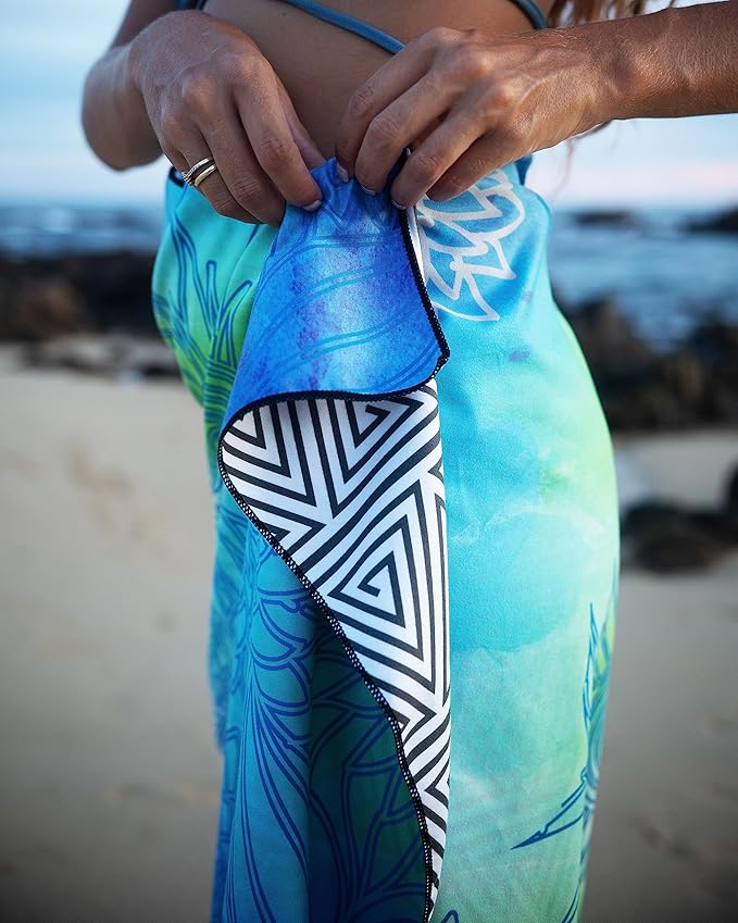 Quick Dry Towel Extra Large 78x35 Inch - Microfiber Beach Towel - Perfect for Beach, Travel, Swimming, Pool, Yoga, Hiking, Camping - Lightweight, Fast Drying, Compact for Adults (Blue Green)