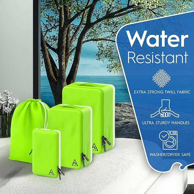 4-Piece Luxury Compression Packing Cubes & Bags for Travel – Maximize Space in Luggage with HybridMax Double-Capacity Design, 50 Luggage Tags, Patented Suitcase Organizer Bags, Lifetime Satisfaction