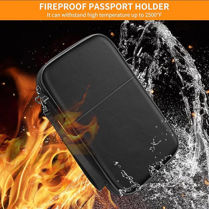 JUNDUN Family Passport Holder,Upgraded Material RFID Blocking Fireproof Travel Passport Wallet with 2 Pockets,Travel Document Organizer Case for Passport,Card and Money