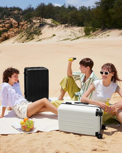 NINETYGO Carry On Suitcase, 20 Inch Carry-On Luggage with Double Spinner Wheels, Dry Wet Separate, PC Hard Case Suitcase, Lightweight Travel Luggage, TSA Approved (Solid White, Danube)