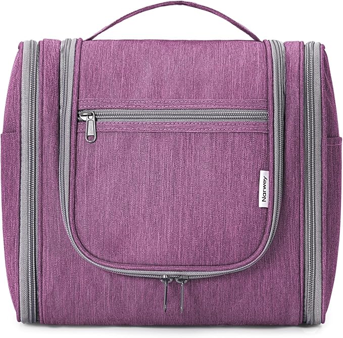 Hanging Toiletry Bag for Women Travel Makeup Bag Organizer Toiletries Bag for Cosmetics Essentials Accessories (Large, Dark Purple)
