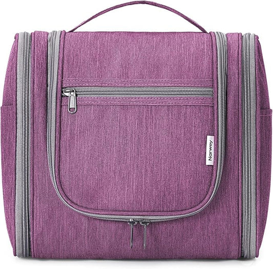 Hanging Toiletry Bag for Women Travel Makeup Bag Organizer Toiletries Bag for Cosmetics Essentials Accessories (Large, Dark Purple)