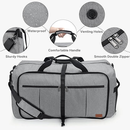 100L Travel Duffle Bag for Men, Urtala 32” Large Duffle Bag for Traveling with Shoe Compartment, Foldable Travel Duffel Bag Weekender Bag Gym Bag for Men Women Waterproof & Tear Resistant (Gray)