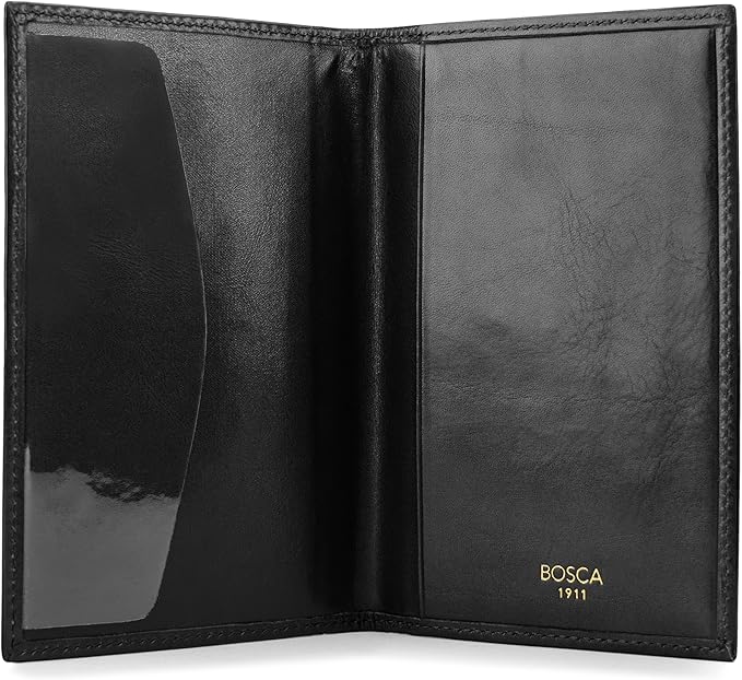 Bosca Old Leather Passport Holder For Men & Women - RFID Blocking, Travel Passport Wallet With Classic Finish, Gift Packaging Included Black