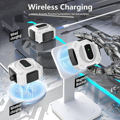 RFUNGUANGO for AirPods 4th Generation Case, 2024 New Space Theme Case. Compatible with AirPods 4th Generation, with Locking Feature, Military Grade Drop Protection, Works with MagSafe.[White]