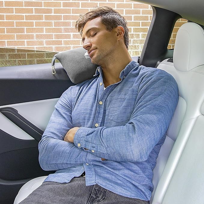 BlueHills Travel Blanket Pillow Compact Lightweight Pocket Size Airplane Traveling Essential Flight Trip Throw in Bag Portable Case Plane Accessory Gray L01