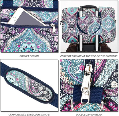 F.FETIVIN Weekender Carry On Bag Travel Duffle Medium Overnight Bag for Women(Green Floral)