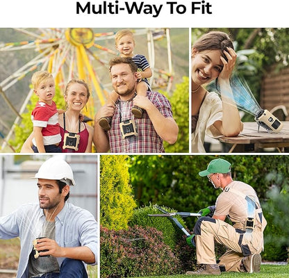 AMACOOL Portable Waist Fan Clip On, MAX 40H Work Time, 10000mAh Rechargeable Wearable Shirt Fan with Light 16000RPM Powerful 5 Speeds Belt Fans Personal Cooling Fans for Outdoor Jobsite Travel