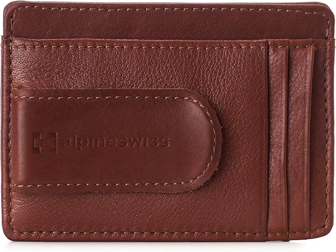 Alpine Swiss RFID Dermot Money Clip Front Pocket Wallet For Men Leather Comes in a Gift Box Tan