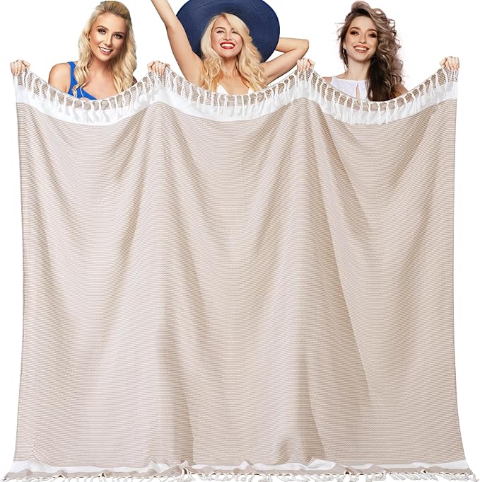 Genovega Oversized Giant Turkish Beach Towel Blanket Extra Large XXL Lightweight Quick Dry Sand Free Boho Throw Pool Cloud Sandrpoof Blankets Women Men Big Jumbo Wide 2 Person Size Dot Beiges