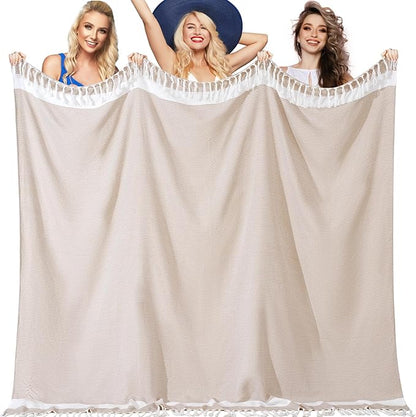 Genovega Oversized Giant Turkish Beach Towel Blanket Extra Large XXL Lightweight Quick Dry Sand Free Boho Throw Pool Cloud Sandrpoof Blankets Women Men Big Jumbo Wide 2 Person Size Dot Beiges
