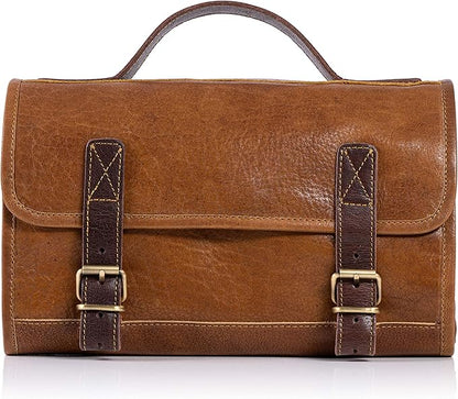KomalC Premium Buffalo Leather Hanging Toiletry Bag Travel Dopp Kit