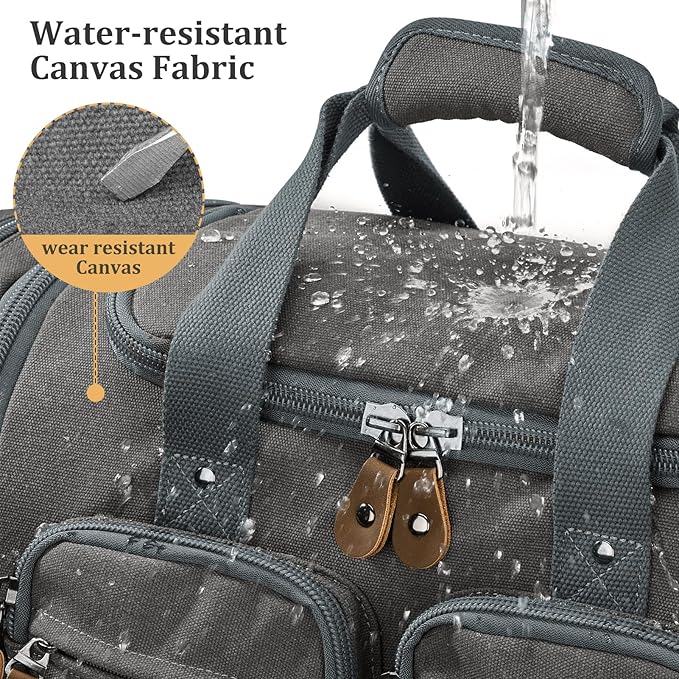 Gonex Canvas Duffle Bag for Travel, Expandable Water Resistant 60L Carry on Duffel Overnight Weekender Gym Bag with Wet Dry Separation Pocket & Suitcase Handle Sleeve, Grey
