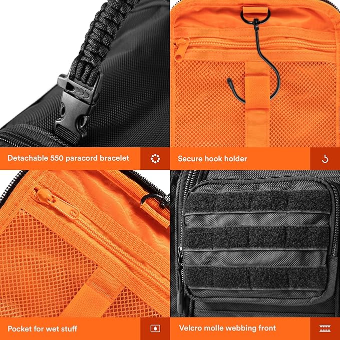 Fitdom Tactical Hanging Toiletry Bag Dopp Kit For Men & Women. Perfect For Travel & Storage for Cosmetic, Clipper, Toothbrush, Shower, Shaving & Grooming Care. Best Overnight Toiletries Organizer Case