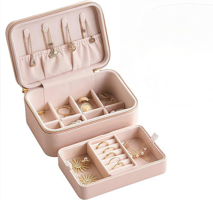 small travel jewelry case,Double Layer Travel Jewelry Box Organizer, Leather Case with Necklace Holder and Ring Storage/box organizer storage
