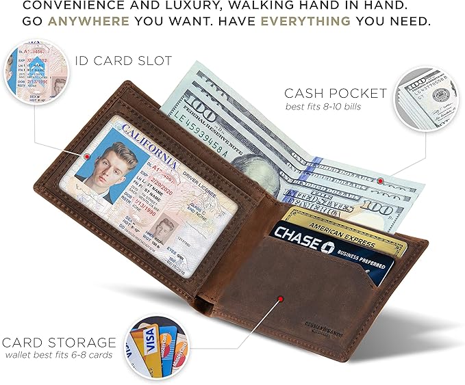 SERMAN BRANDS Mens Slim Bifold Wallet RFID Blocking Minimalist Front Pocket Wallets for Men - Thin & Stylish