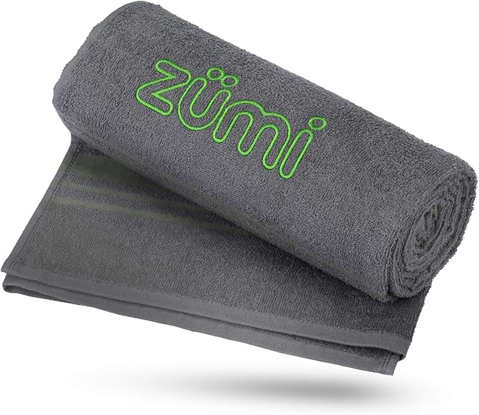 Zumi 100% Cotton Quick Dry Large Travel Towel - Soft, Thin, Compact, Highly Absorbent, Lightweight Camping Towel for Beach, Gym, Bath, Shower, Swimming, Dorm, RV - Gray